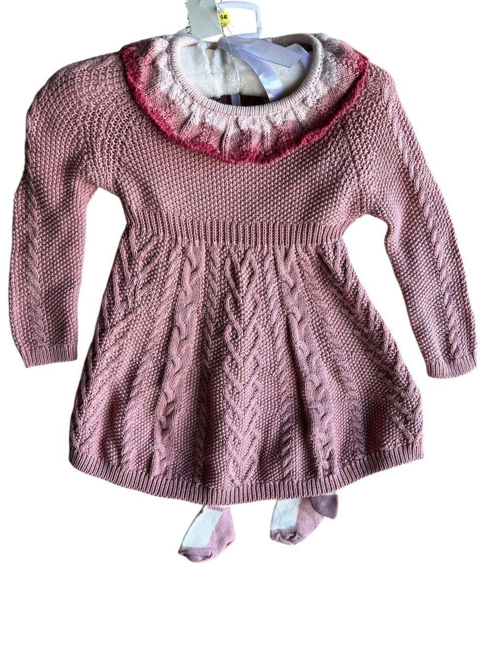 Cynthia Rowley Kids Toddler Knit Dress Long Sleeve Pink Size US 6-9 Months NEW